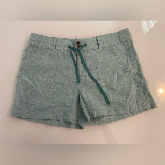 Patagonia Women’s Island Hemp Shorts 4” Button Close Beryl Green S 10 - Picture 1 of 6